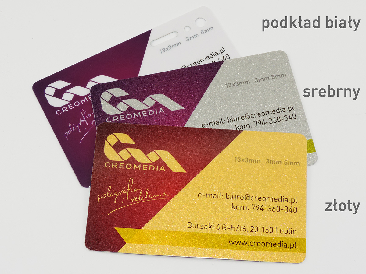 karty plastikowe PCV wizytówki podarunkowe klienta